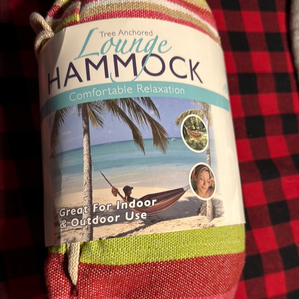 Striped Lounge Hammock Tree Anchored NWT indoor and outdoor use
